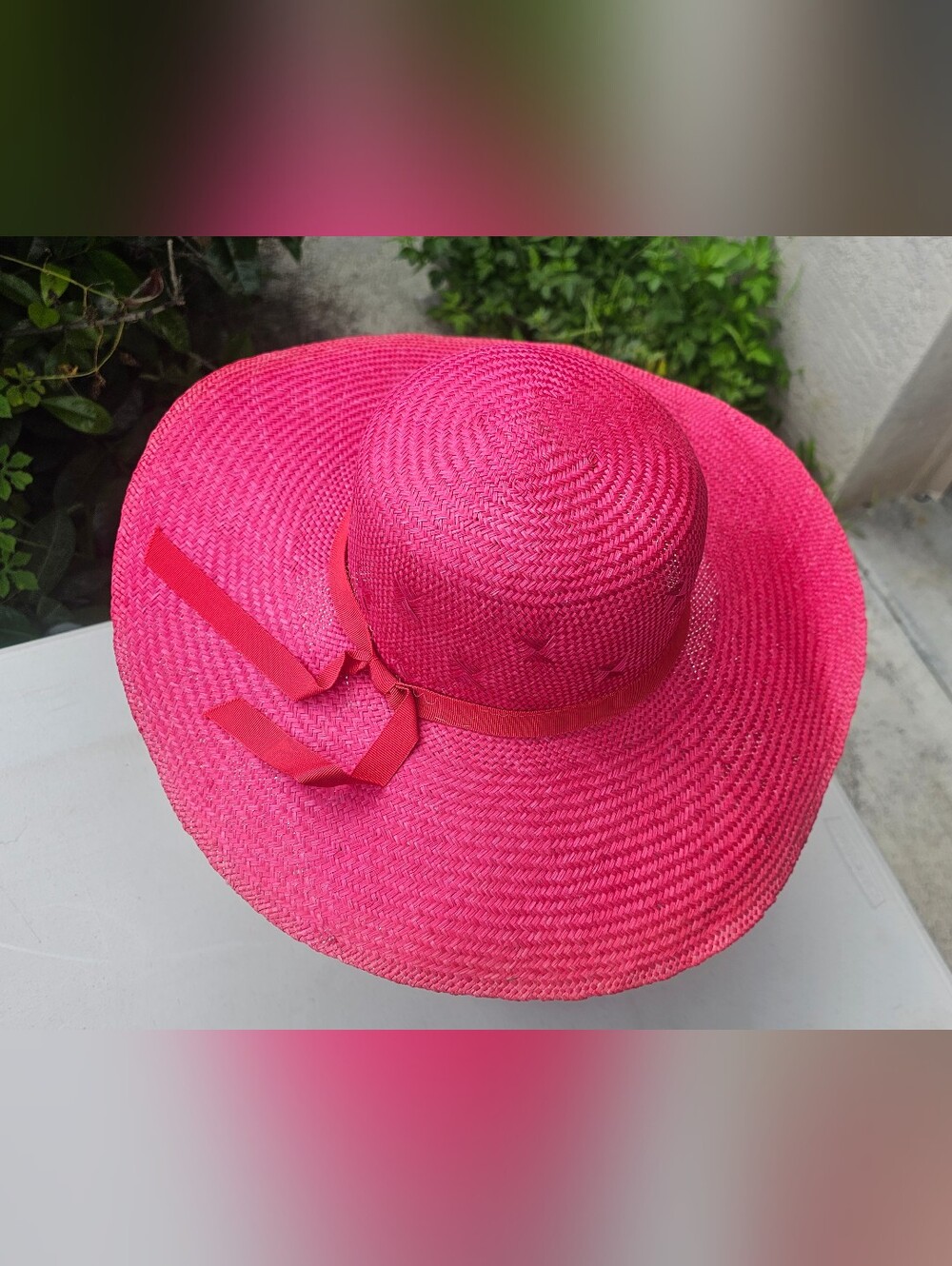 Women’s Wide Brim Straw Sun Hat - Pink